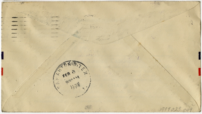 Image: airmail flight cover: first airmail flight, Dallas and San Antonio - Ft. Worth, Texas route