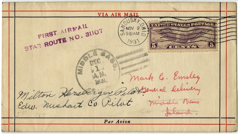 Image: airmail flight cover: First airmail star route 31107