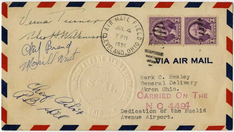 Image: airmail flight cover: Euclid Avenue Airport