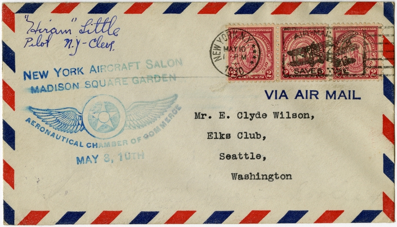 Image: airmail flight cover: Aeronautical Chamber of Commerce, New York Aircraft Salon