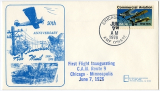 Image: airmail flight cover: Commercial Air Mail, CAM-9, 50th Anniversary
