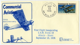 Image: airmail flight cover: CAM-10, 50th Anniversary, Atlanta