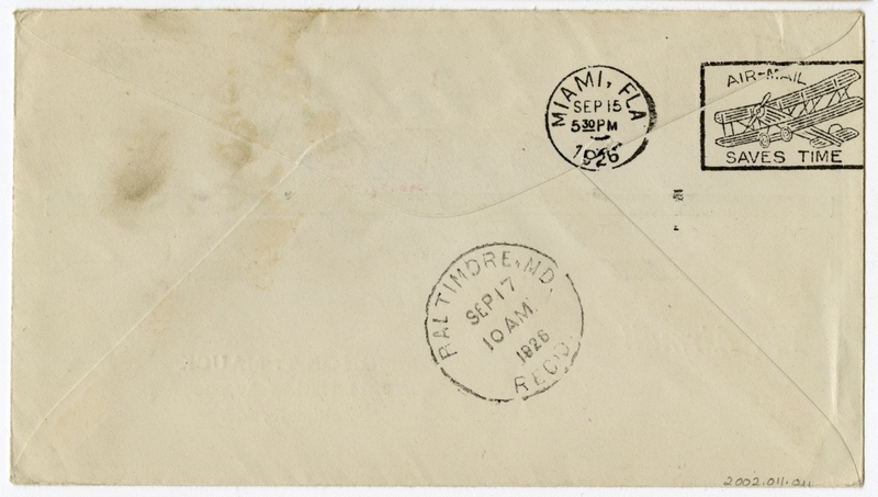 Image: airmail flight cover: First airmail flight, CAM-10, Atlanta - Miami route