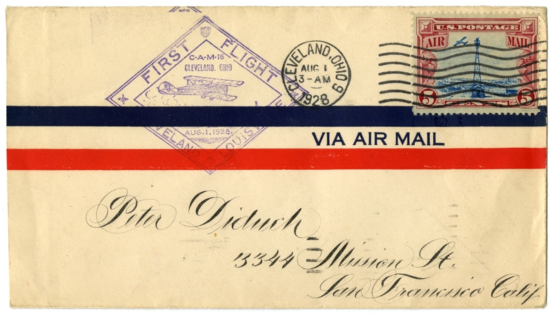 Image: airmail flight cover: First airmail flight, CAM-16, Cleveland - Louisville route