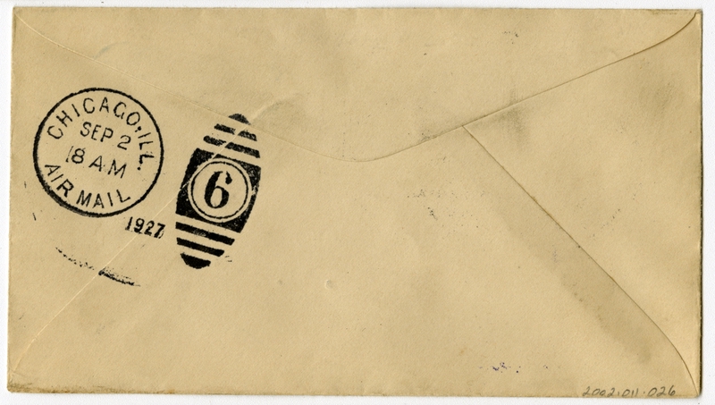 Image: airmail flight cover: First airmail flight, CAM-17, night airmail, New York - Chicago route