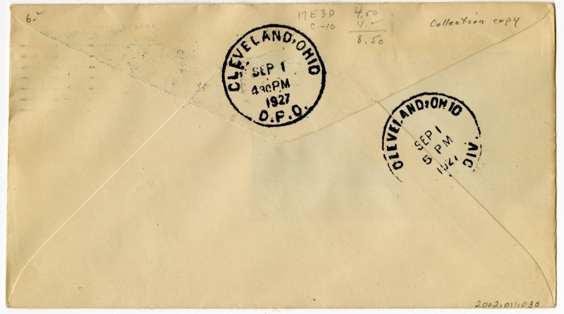 Image: airmail flight cover: First airmail flight, Transcontinental Air Mail, New York - Chicago route