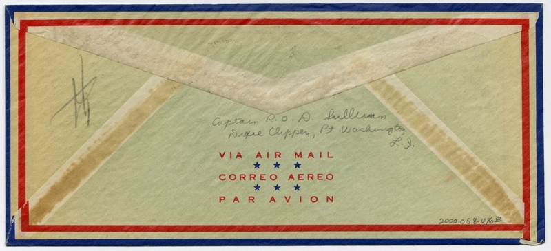 Image: airmail flight cover: Pan American Airways, Boeing 314 “Dixie Clipper”, Clara Adams