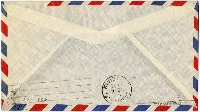 Image: airmail flight cover: Pan American World Airways, first airmail flight, Djakarta - Saigon route