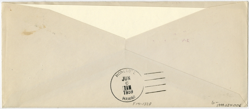 Image: airmail flight cover: Pan American World Airways, first airmail flight, Djakarta - Honolulu route