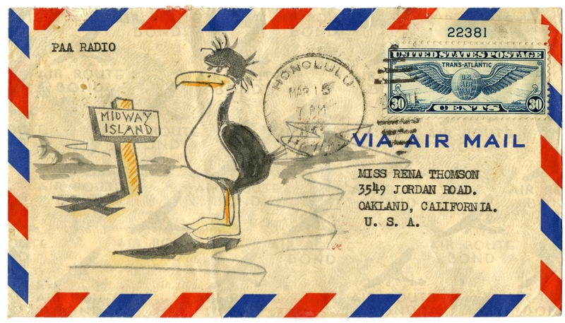 Image: airmail flight cover: Pan American Airways, Midway Island