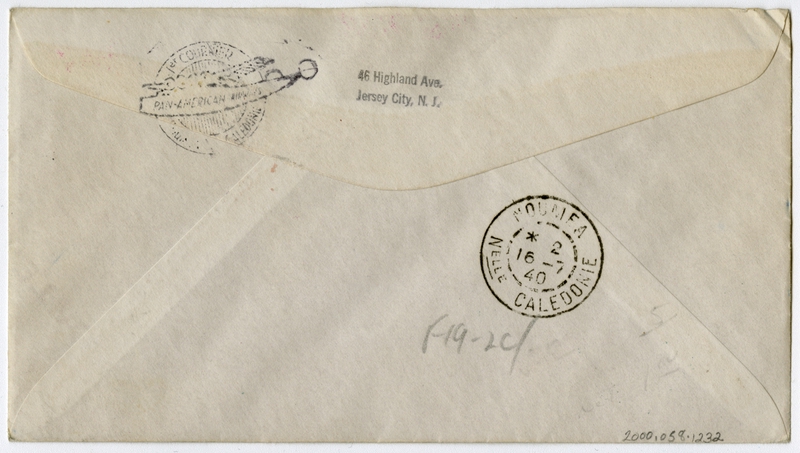 Image: airmail flight cover: United States Air Mail, first airmail flight, FAM-19, Los Angeles - Noumea (New Caledonia) route