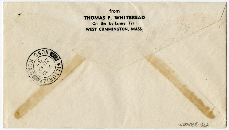 Image: airmail flight cover: Pan American Airways, first airmail flight, FAM-14, San Francisco - Hong Kong route