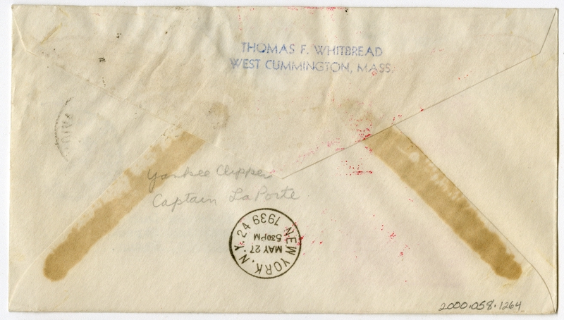 Image: airmail flight cover: Pan American Airways, Paris - New York route