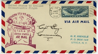 Image: airmail flight cover: United States Air Mail, FAM-18, first airmail flight, New York