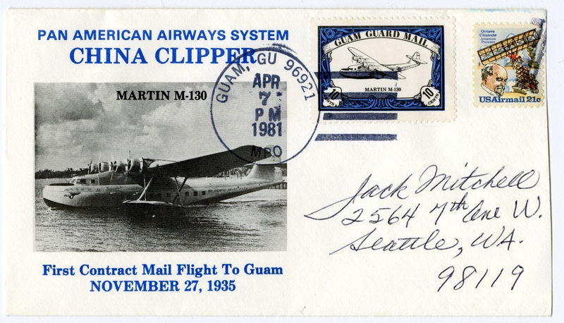 Image: airmail flight cover: Pan American World Airways, Clipper anniversary