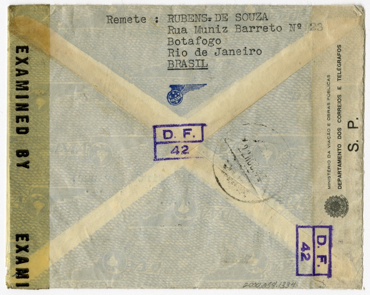 Image: airmail flight cover: Panair do Brasil