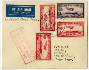 Image: airmail flight cover: Pan American Airways, first airmail flight, Auckland - Pago Pago (Samoa) route