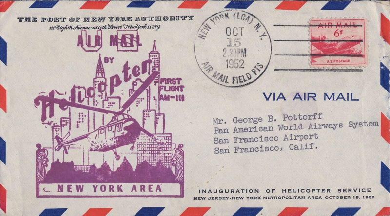 Image: airmail flight cover: Port of New York Authority, United States Air Mail, AM-111