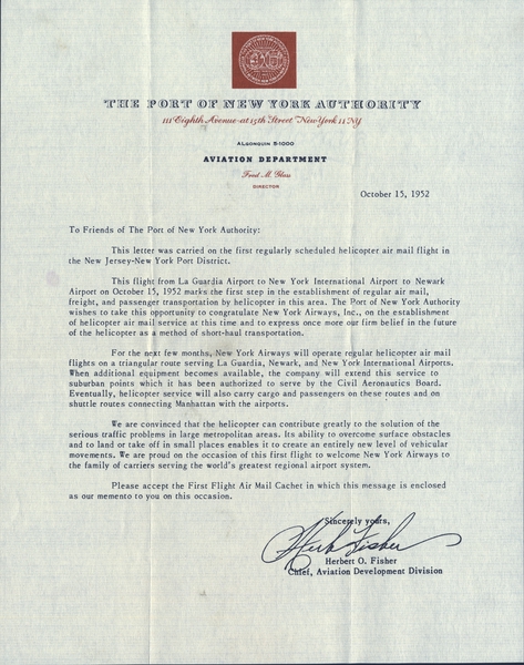 Image: airmail flight cover: Port of New York Authority, United States Air Mail, AM-111