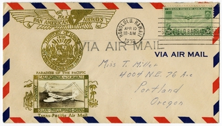 Image: airmail flight cover: Pan American Airways, Transpacific Air Mail 