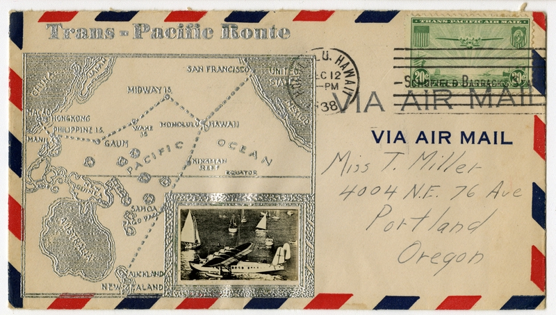 Image: airmail flight cover: Pan American Airways, Transpacific Air Mail 
