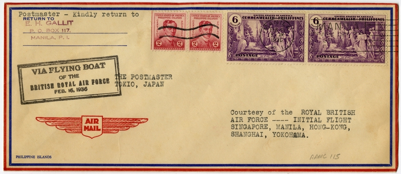 Image: airmail flight cover: British Royal Air Force 