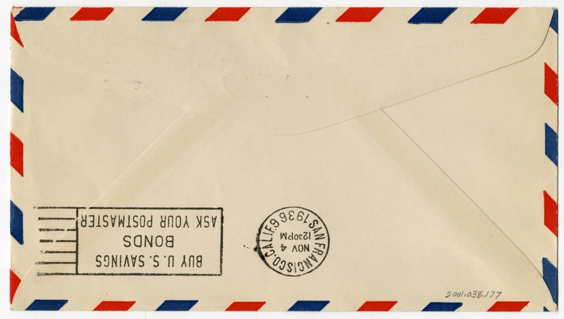 Image: airmail flight cover: Pan American Airways, first passenger flight, Hawaii - San Francisco route