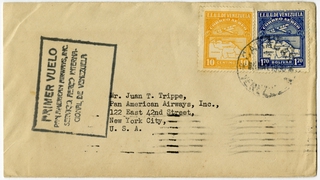 Image: airmail flight cover: Pan American Airways, Venezuela - Canal Zone route
