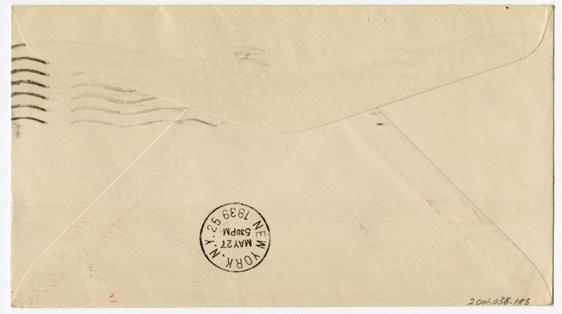 Image: airmail flight cover: Pan American Airways, first airmail flight, Marseilles - New York route