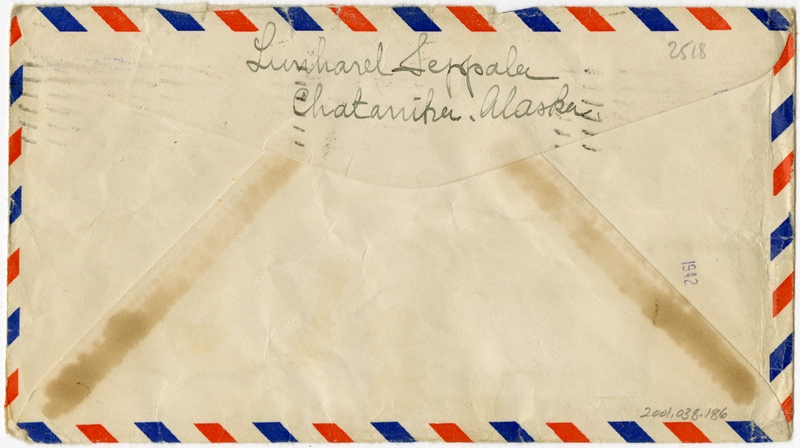 Image: airmail flight cover: Pan American World Airways, Fairbanks - Los Angeles route