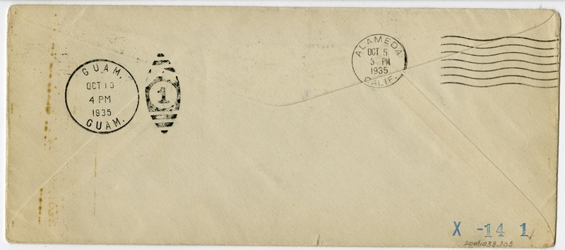 Image: airmail flight cover: Pan American Airways, Fourth Pacific survey flight, San Francisco - Guam - Honolulu route