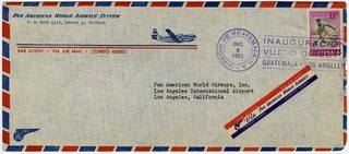 Image: airmail flight cover: Pan American World Airways, first airmail flight, Guatemala - Los Angeles route