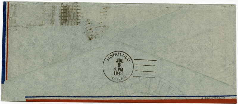 Image: airmail flight cover: Pan American World Airways, first airmail flight, Calcutta - Honolulu route