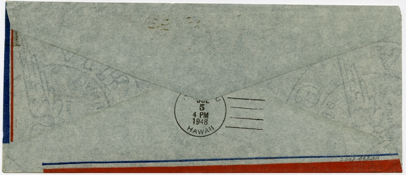 Image: airmail flight cover: Pan American World Airways, first airmail flight, Calcutta - Honolulu route