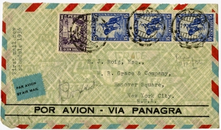 Image: airmail flight cover: Panagra (Pan American-Grace Airways), Lima (Peru)