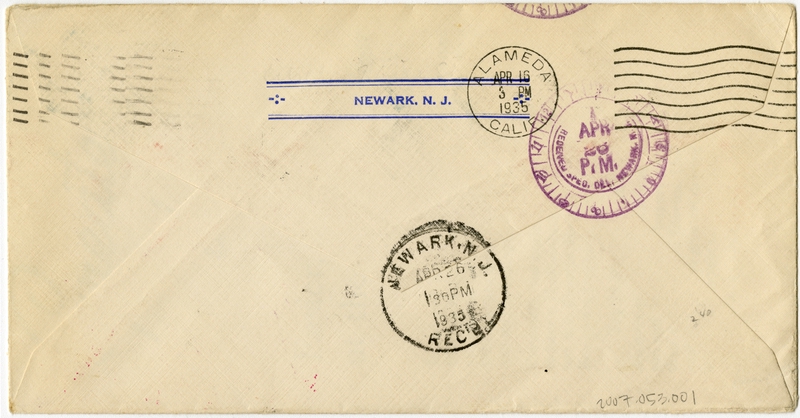 Image: airmail flight cover: Pan American Airways, first Pacific survey flight, San Francisco - Hawaii route