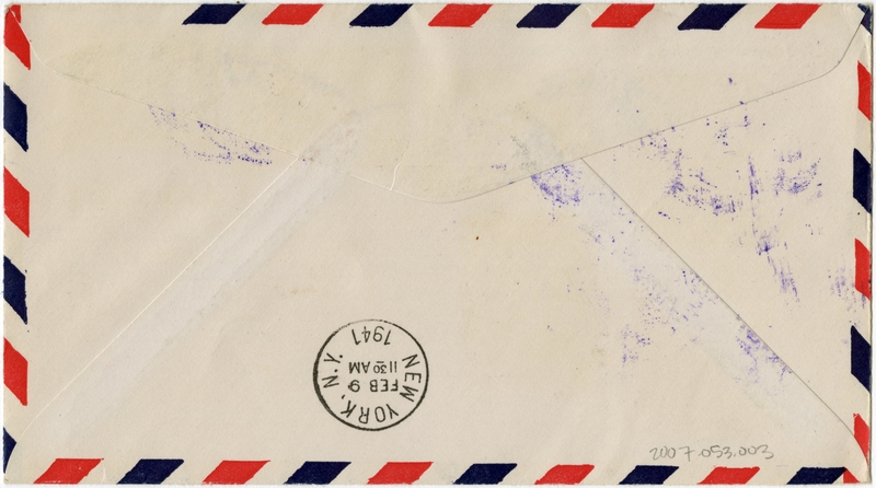 Image: airmail flight cover: Pan American Airways, first airmail flight, Bolama - New York route