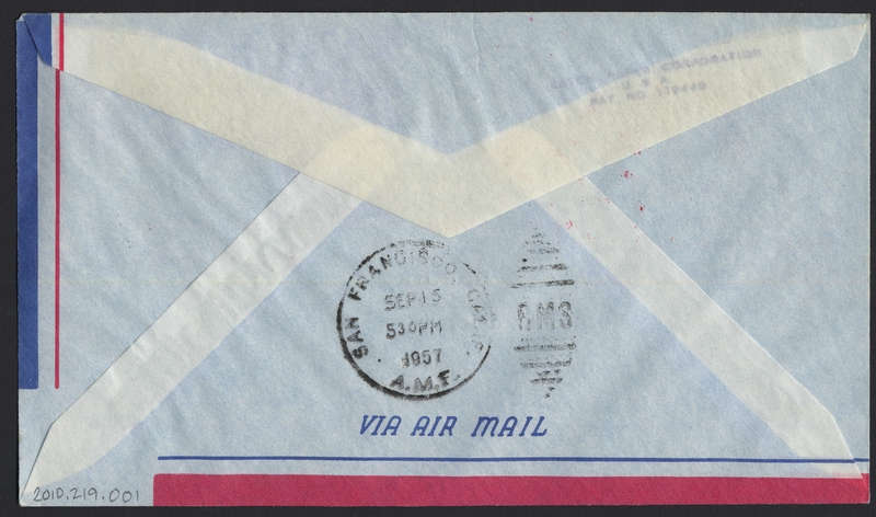 Image: airmail flight cover: Pan American World Airways, first flight, polar route service, Paris - San Francisco route