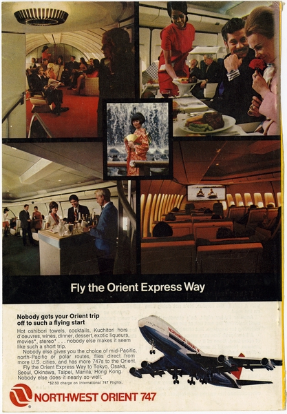 Image: advertisement: Northwest Orient Airlines, Boeing 747