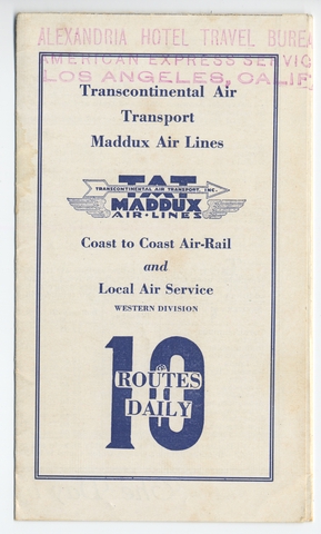 Timetable: Transcontinental Air Transport (TAT) and Maddux Air Lines