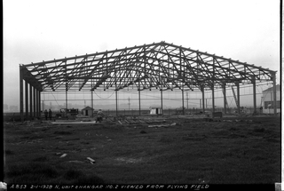 Image: negative: Mills Field Municipal Airport of San Francisco, Hangar No. 2 construction