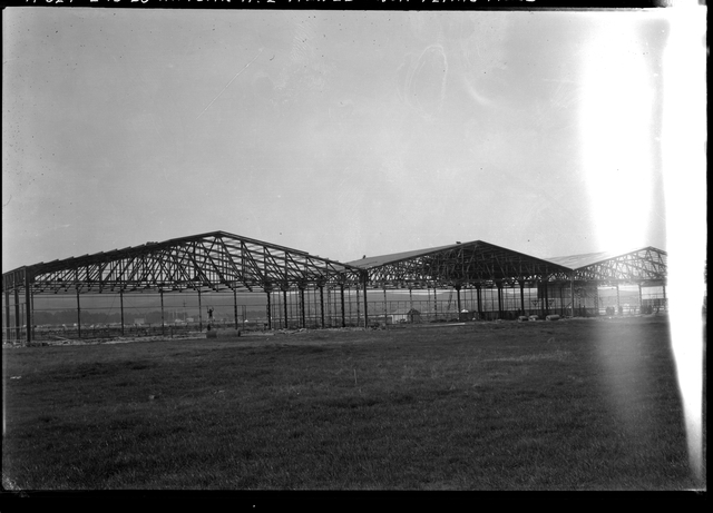 Negative: Mills Field Municipal Airport of San Francisco, Hangar No. 2 construction
