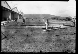 Image: negative: Mills Field Municipal Airport of San Francisco, apron construction