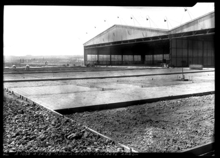 Image: negative: Mills Field Municipal Airport of San Francisco, apron construction