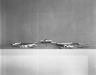 Image: negative: San Francisco Airport, architectural model of Terminal Building
