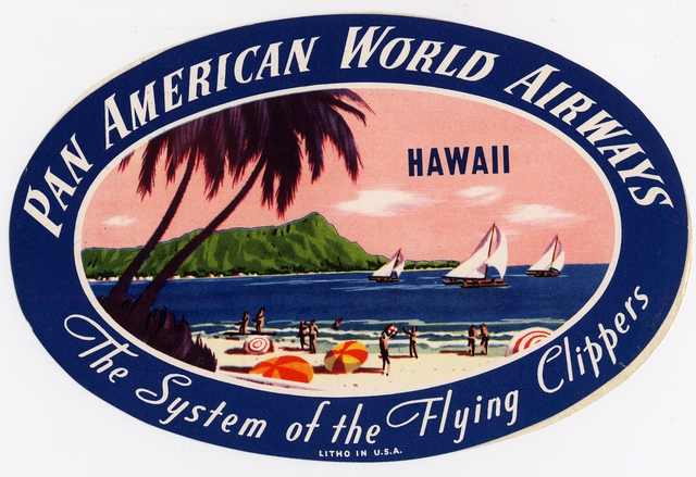 Luggage label: Pan American World Airways, Hawaii