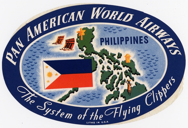 Luggage label: Pan American World Airways, Philippines