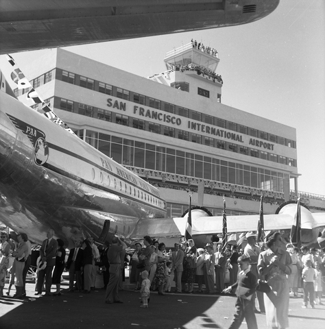 Negative: San Francisco International Airport (SFO), Terminal Building dedication, Pan American World Airways, Boeing 377 Stratocruiser