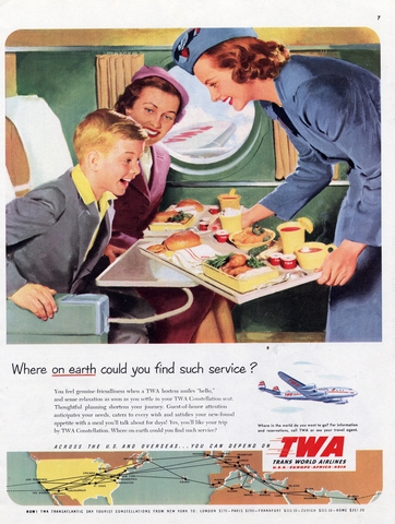 Advertisement: TWA (Trans World Airlines), Lockheed L-1049 Super Constellation