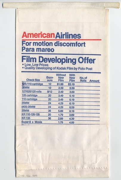 Image: airsickness bag: American Airlines